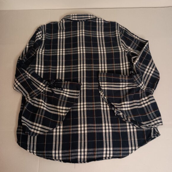 Time and Tru Women’s Blue Plaid Flannel ButtonUp Shirt Bell Sleeves Size L 12–14 - Picture 15 of 16